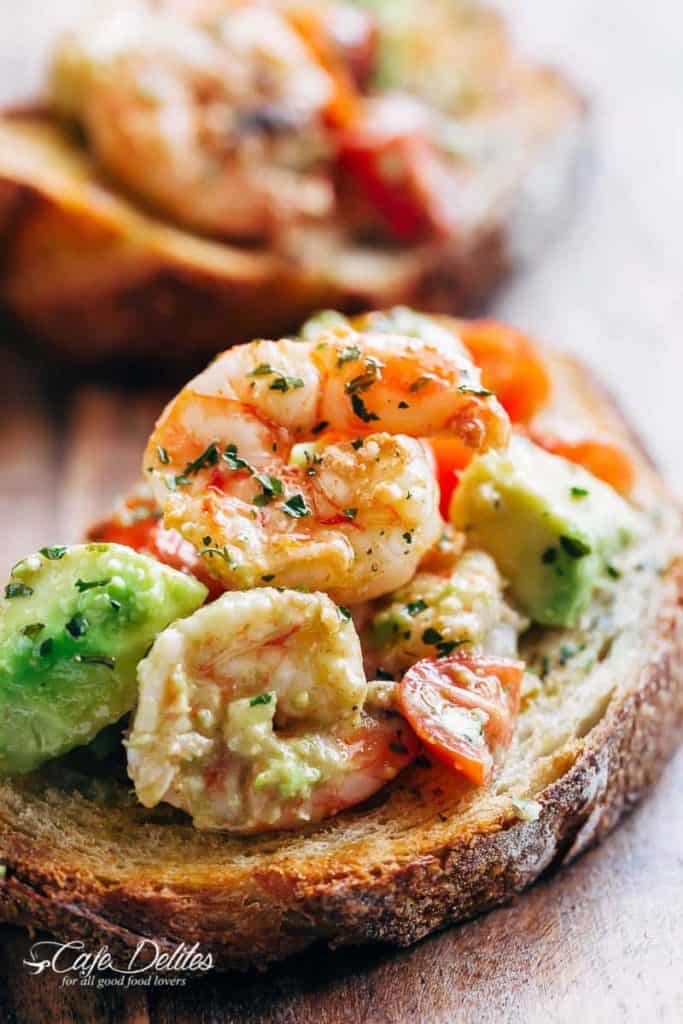 Shrimp Avocado Garlic Bread - Cafe Delites