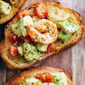 Shrimp Avocado Garlic on avocado garlic bread