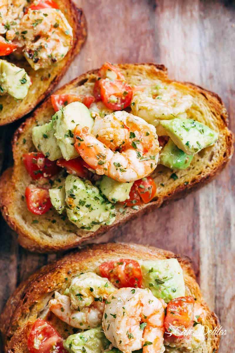 Shrimp Avocado Garlic Breads