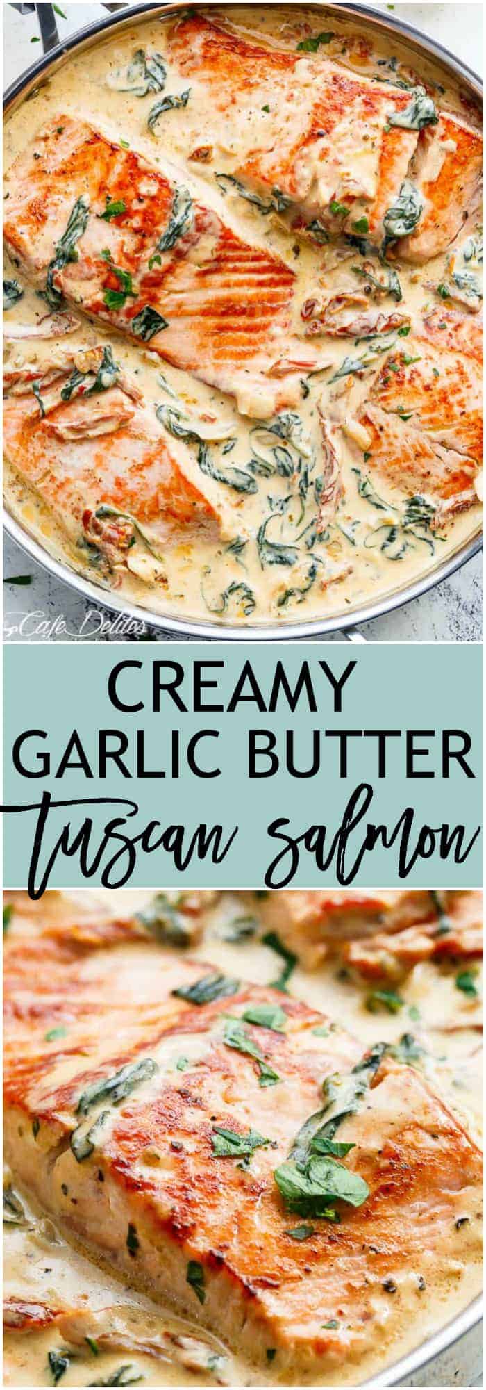 Creamy Garlic Butter Tuscan Salmon (OR FISH) - Cafe Delites
