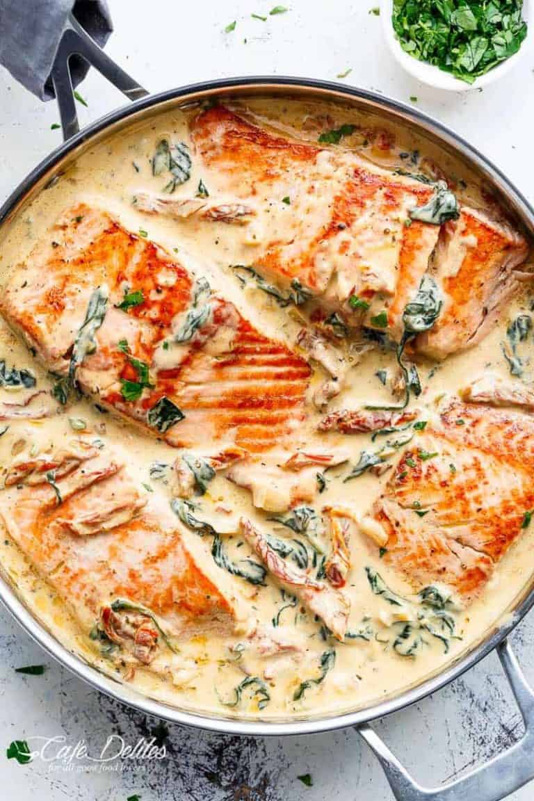 New from Cafe Delites: Creamy Garlic Butter Tuscan Salmon (OR TROUT)