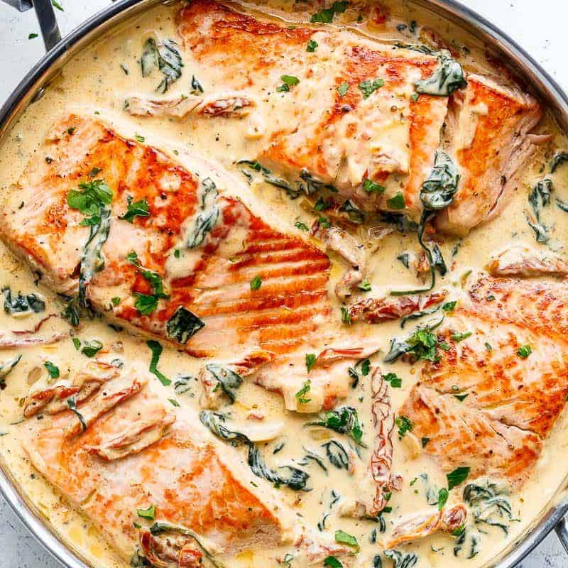 Creamy Garlic Butter Tuscan Salmon - Cafe Delites