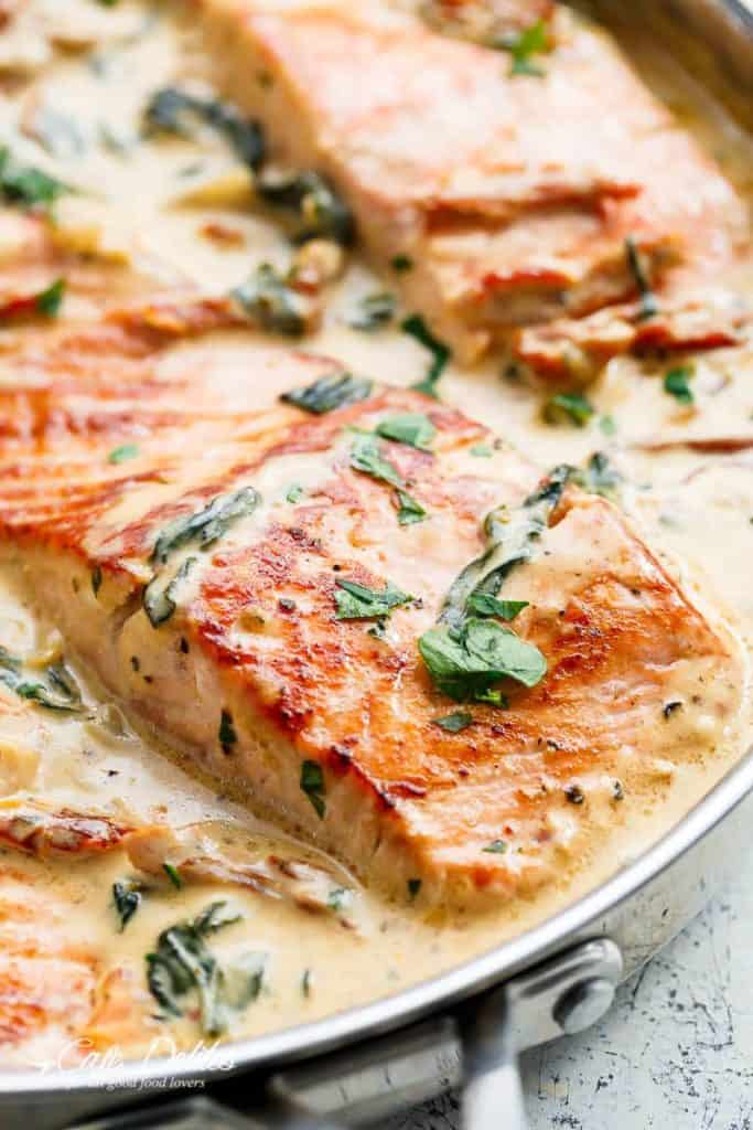 Creamy Garlic Butter Tuscan Salmon - Cafe Delites