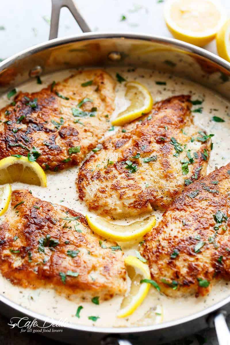 The traditional Chicken Francese with a CREAMY TWIST is BETTER than anything you'll find in a restaurant! A family winner at the dinner table! | https://cafedelites.com