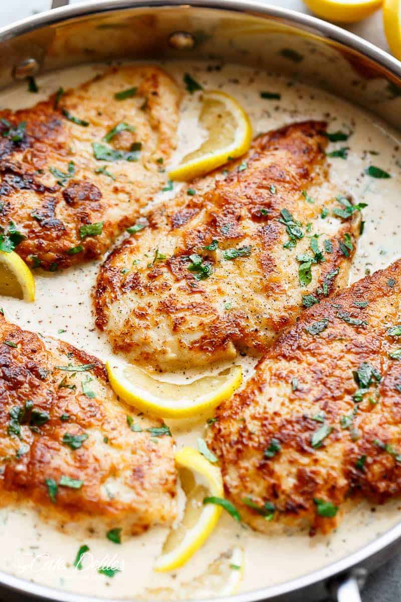 The traditional Chicken Francese with a CREAMY TWIST is BETTER than anything you'll find in a restaurant! A family winner at the dinner table! | https://cafedelites.com