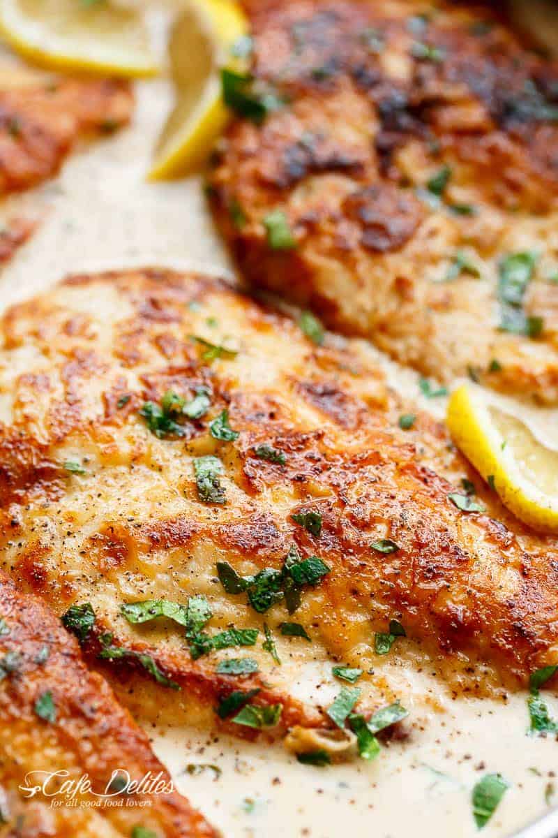 The traditional Chicken Francese with a CREAMY TWIST is BETTER than anything you'll find in a restaurant! A family winner at the dinner table! | https://cafedelites.com