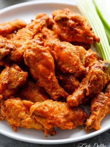Top view of Crispy Buffalo Chicken Wings