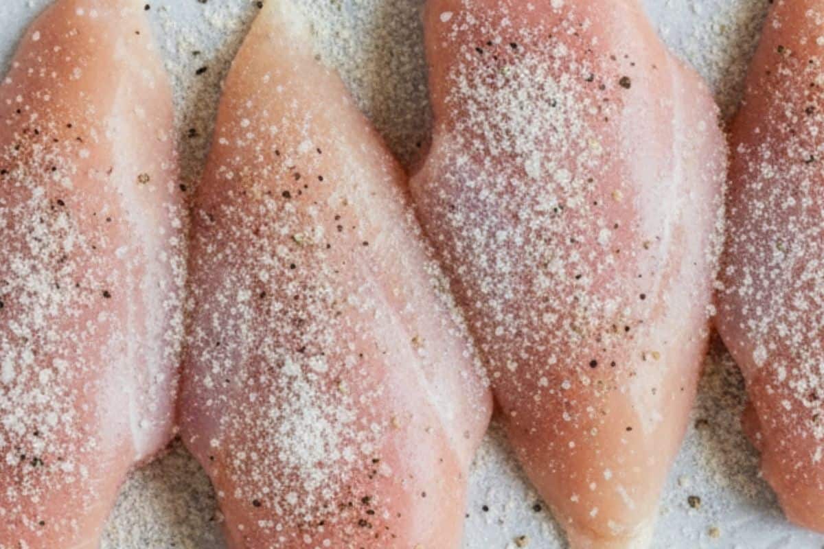Season both sides with salt, pepper, and garlic powder.