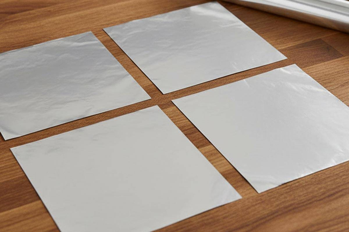 Cut four sheets of foil.