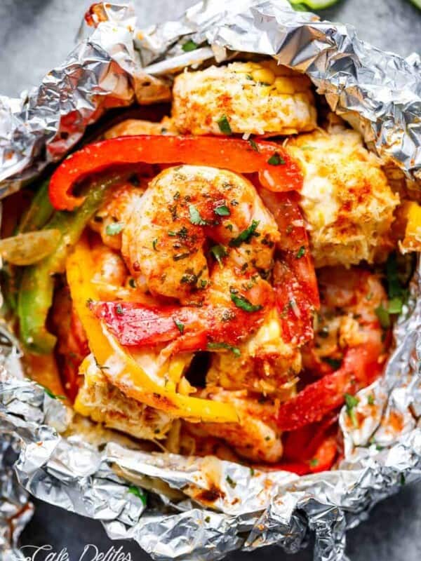 Spicy Shrimp & Mexican Corn Foil Packets are filled with Tex-Mex ingredients