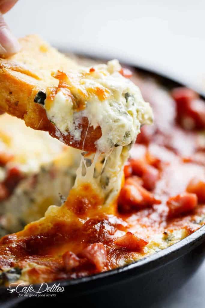 Spinach Artichoke Dip with Bacon - Cafe Delites