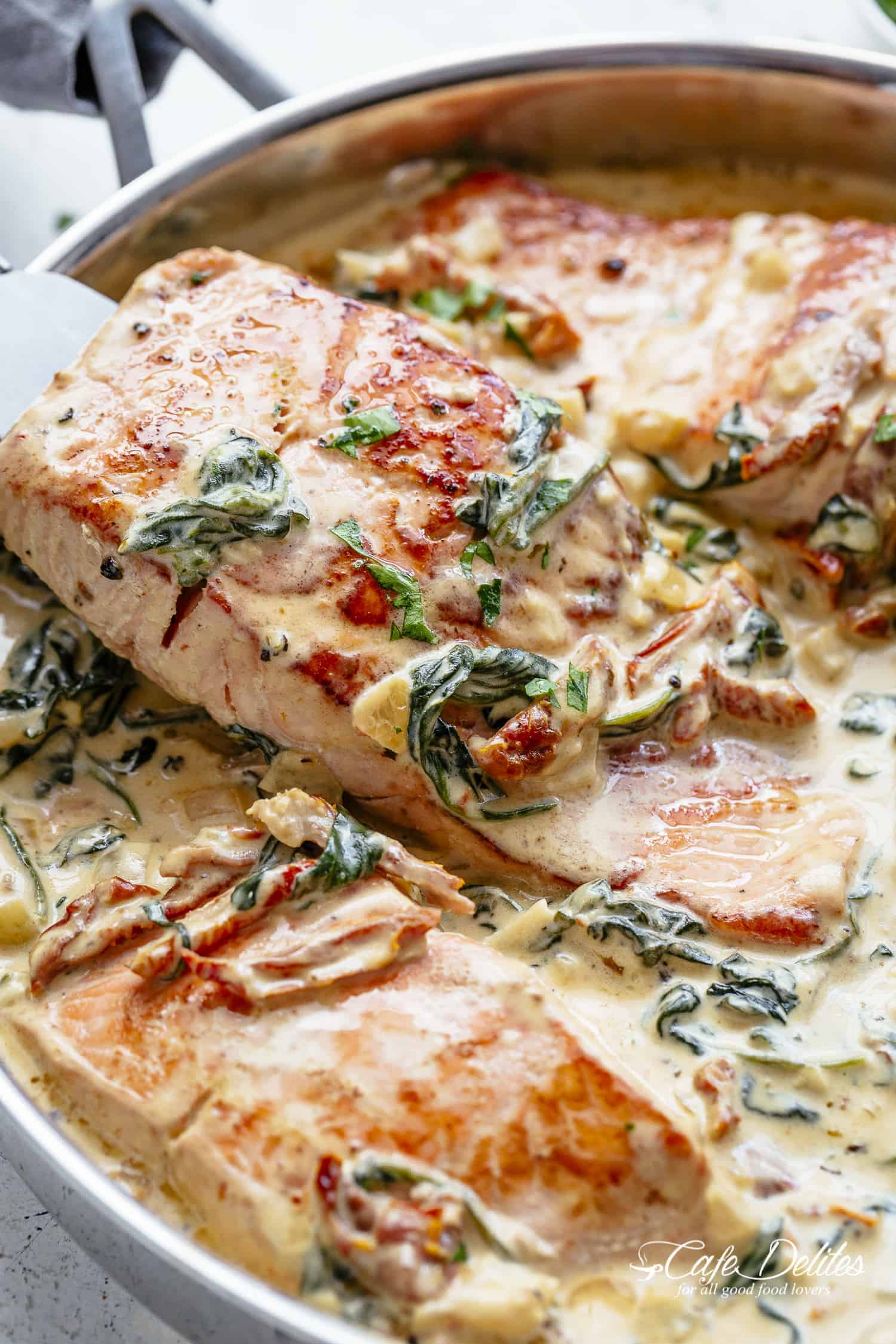 Creamy Garlic Butter Tuscan Salmon - Cafe Delites