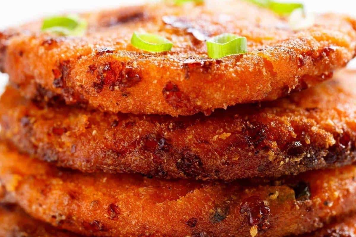 Fry the patties for about 6 minutes per side, flipping carefully, until golden and crispy