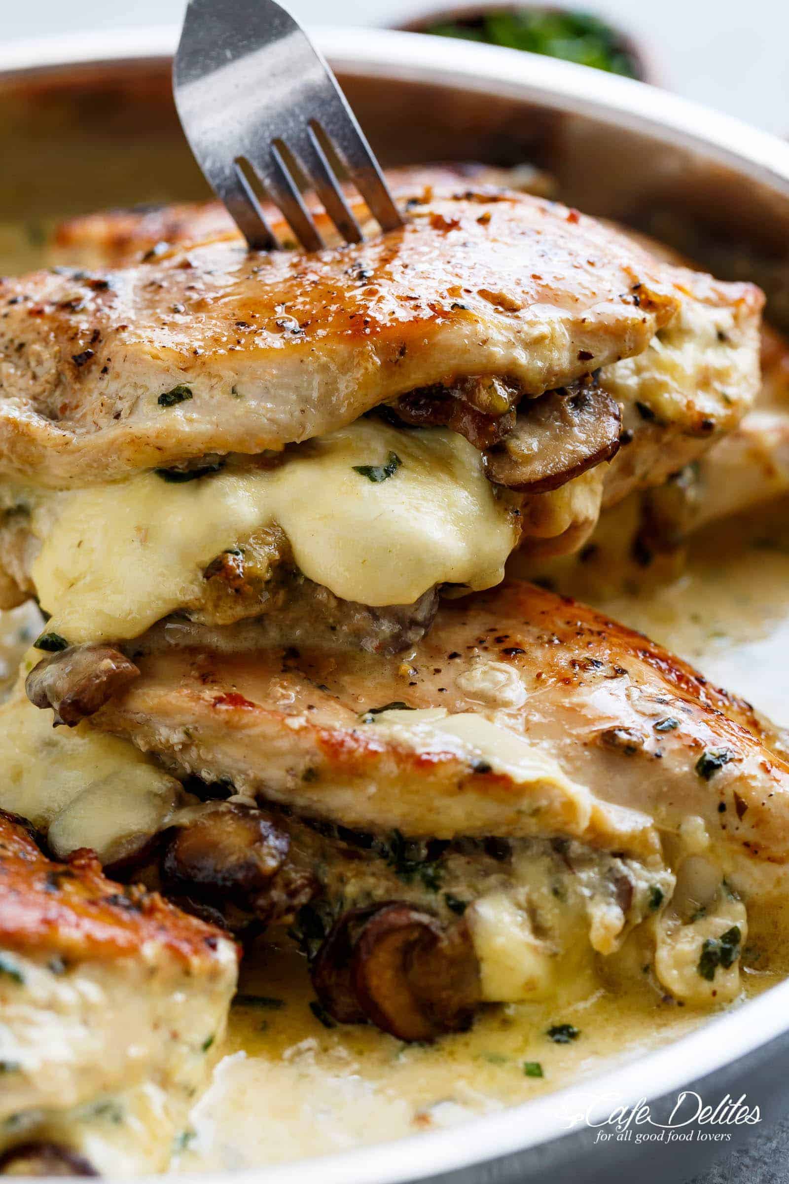 Cheesy Garlic Butter Mushroom Stuffed Chicken Cafe Delites - Healthy ...