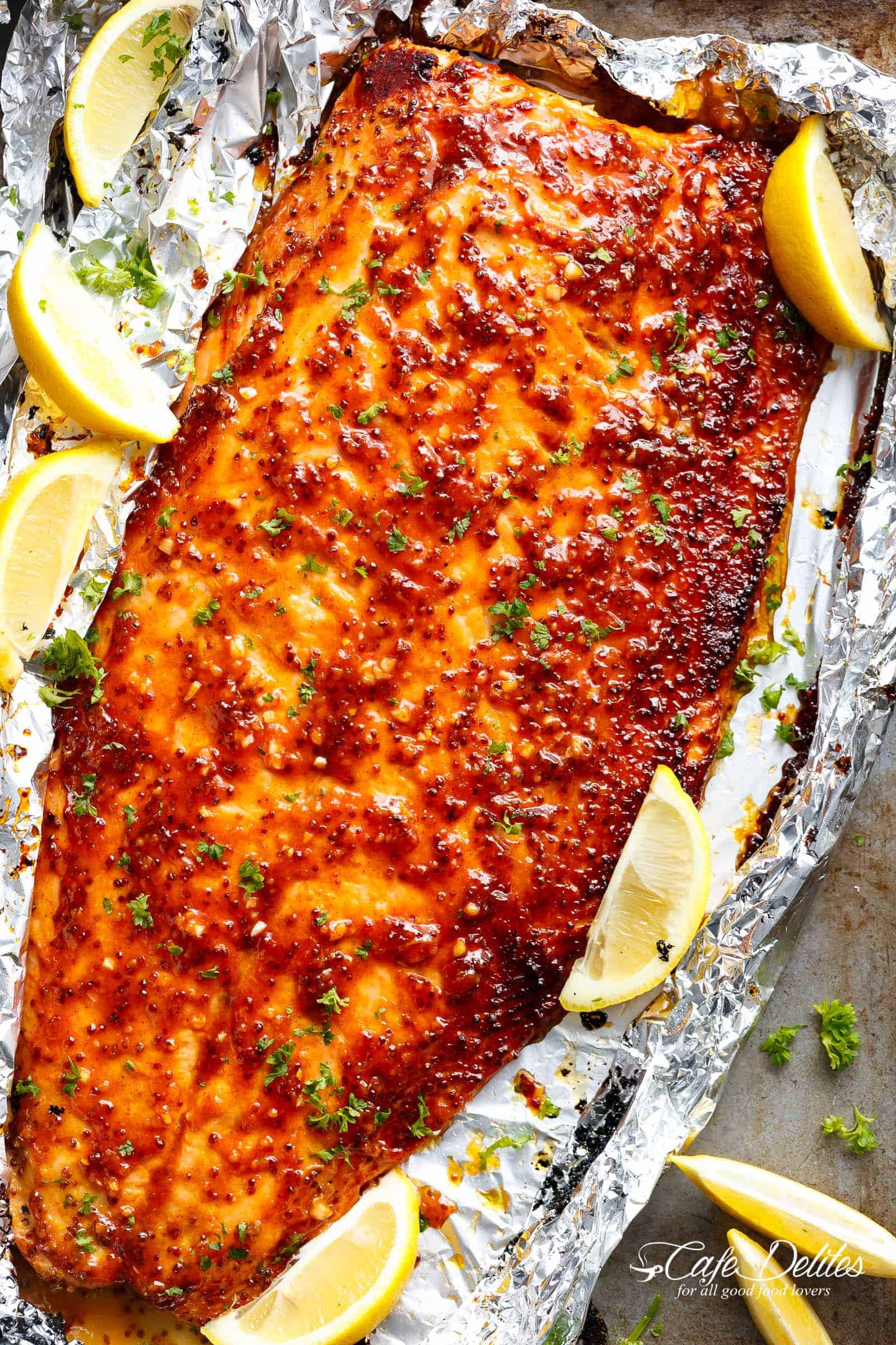 Honey Mustard Salmon In Foil is a quick and easy salmon recipe Honey Mustard Salmon In Foil