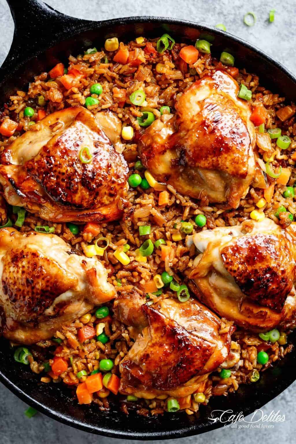 One Pan Asian Chicken and Rice - Cafe Delites