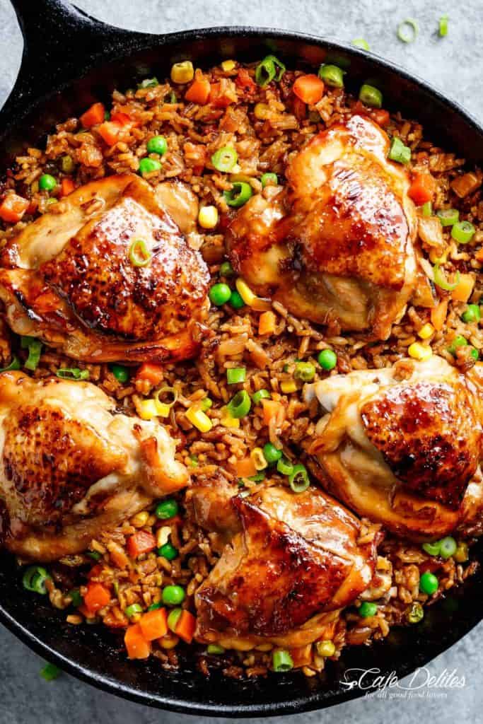 One Pan Asian Chicken and Rice Cafe Delites