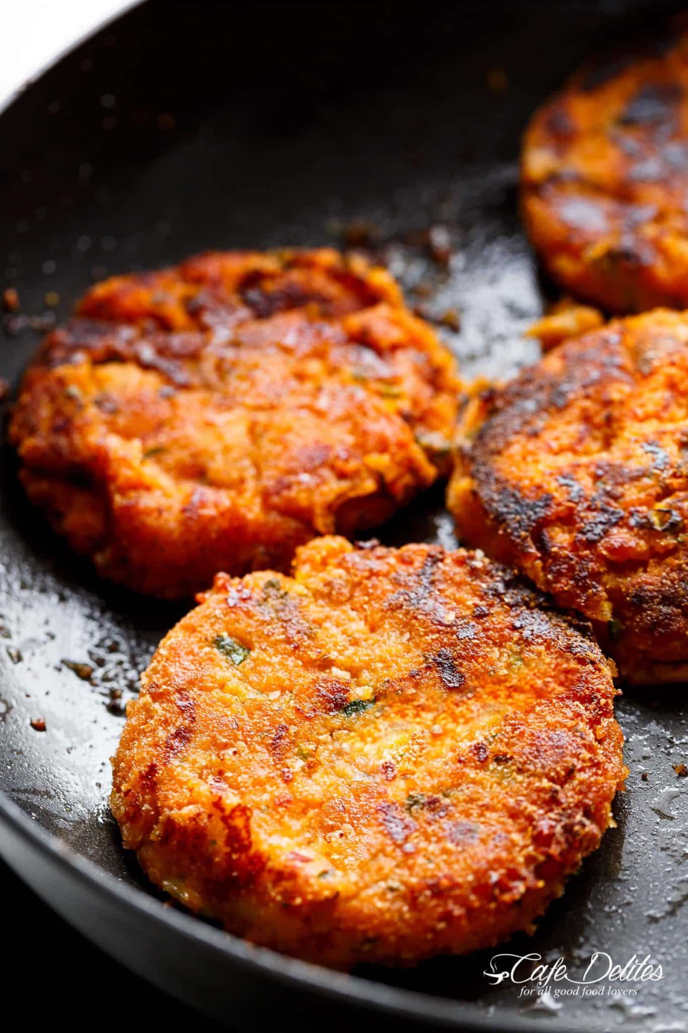 Cheesy Mashed Sweet Potato Cakes - Cafe Delites