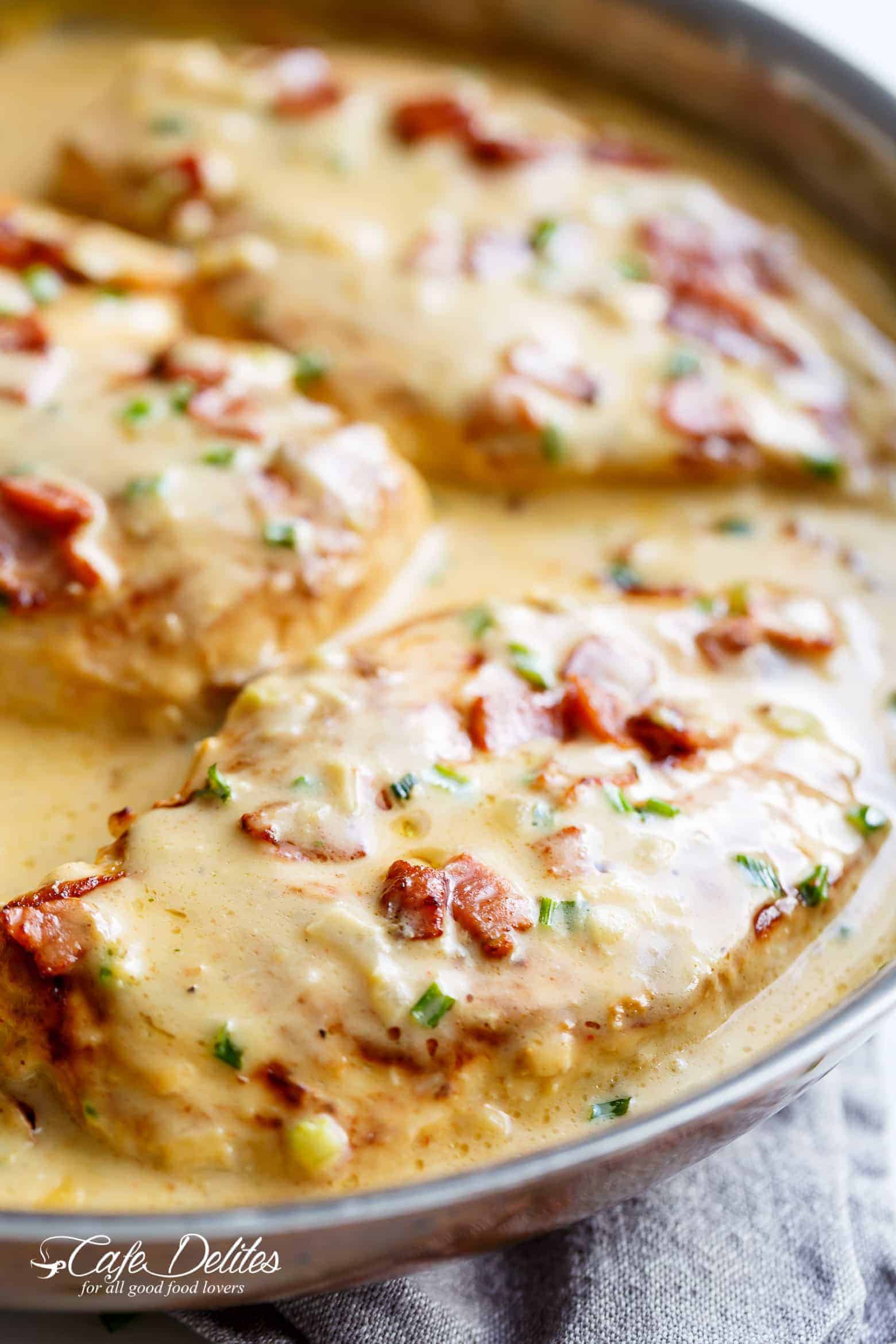 Creamy Beer Cheese Chicken With Crispy Bacon