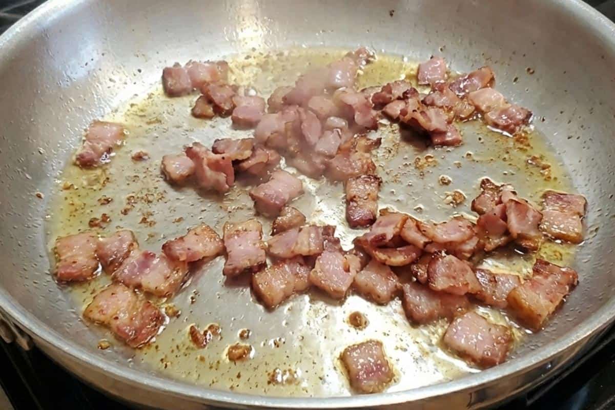Cooking the bacon. - 6