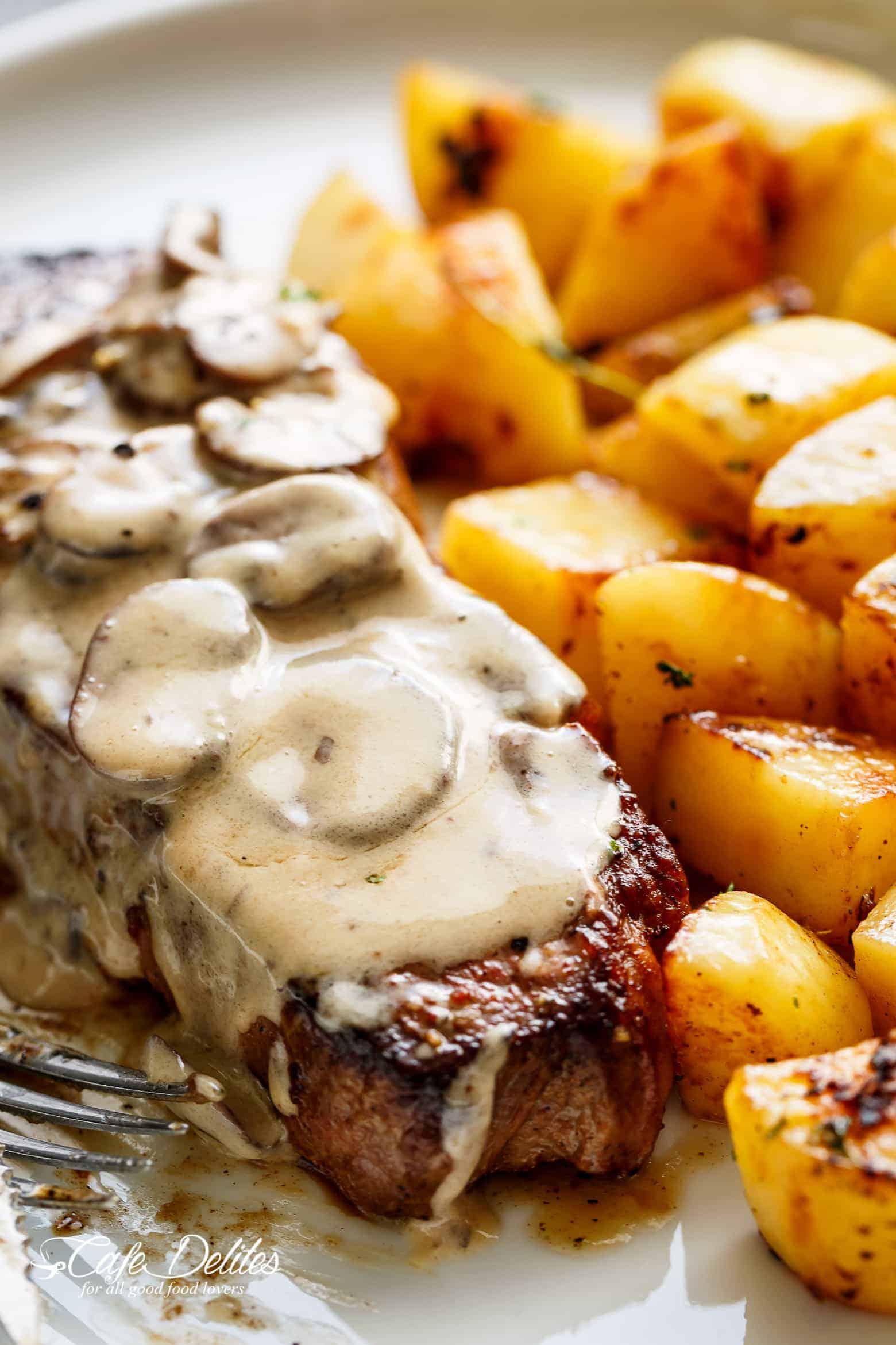 Rosemary Beef Tenderloin with Wild Mushroom Cream Sauce. - Half