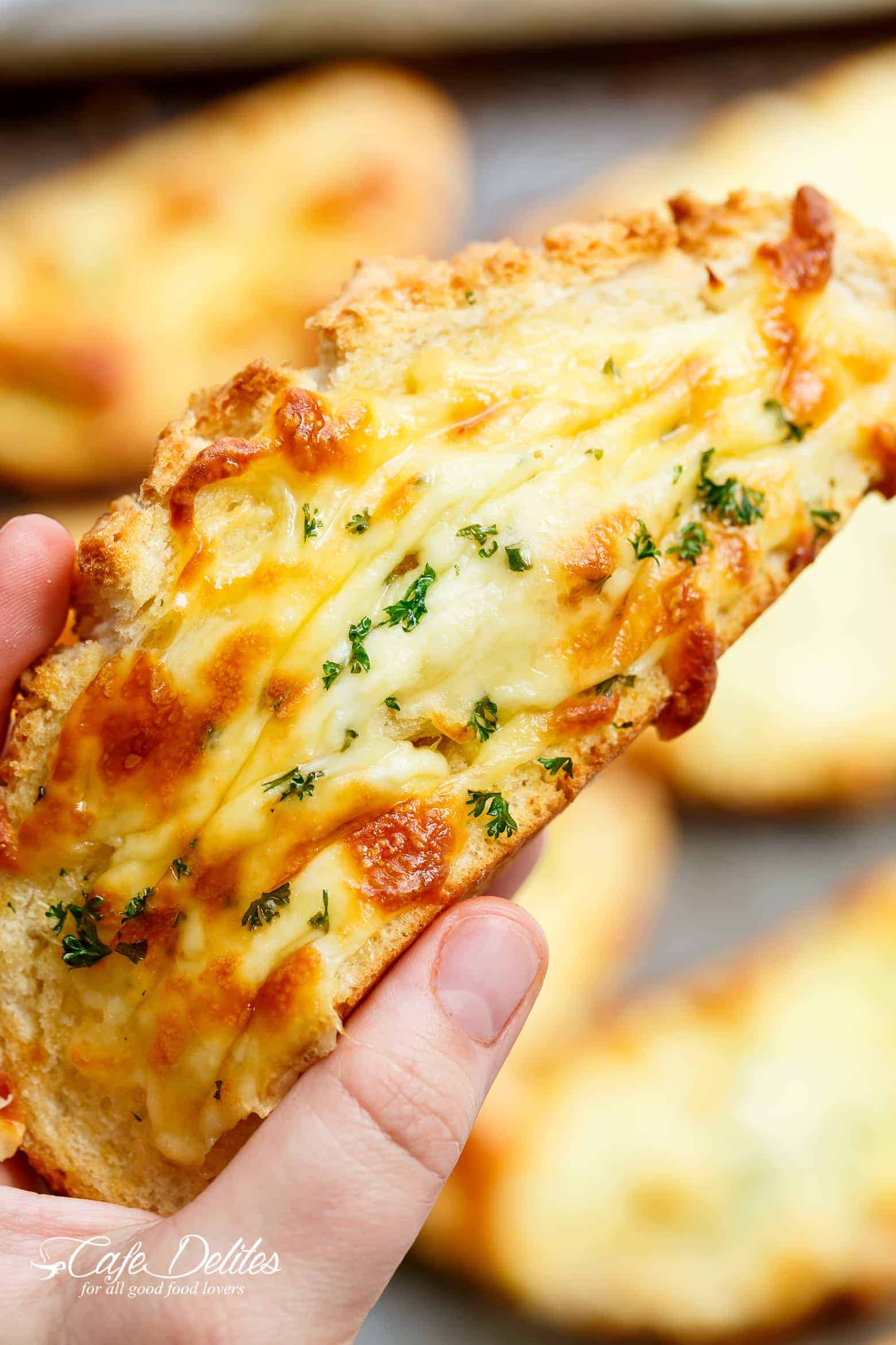  Individual Garlic Cheese Breads are quick to make and can be served with just about anyth Individual Garlic Cheese Breads (Single Serve RECIPE)