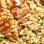 Tuscan Chicken Mac And Cheese is a ONE POT dinner made on the stove top, in less than 30 minutes! It will be hard to go back to regular Mac and Cheese! | Cafe Delites