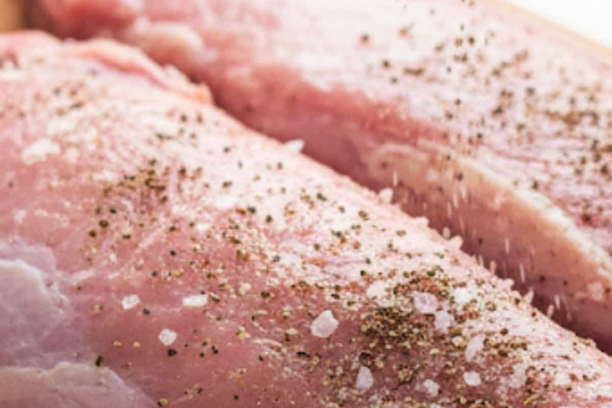 Season all the sides of the pork tenderloin with salt and pepper.