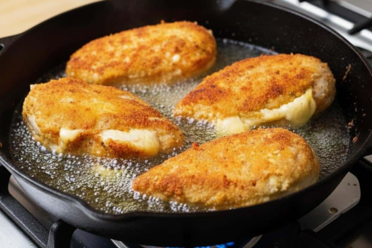 Frying the chicken in the pan. - 7