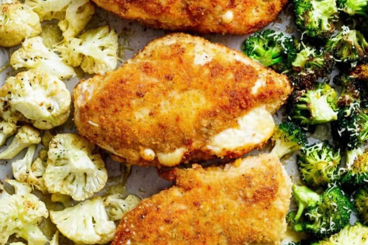 Close-up shot of Sheet Pan Chicken Cordon Bleu. - 10