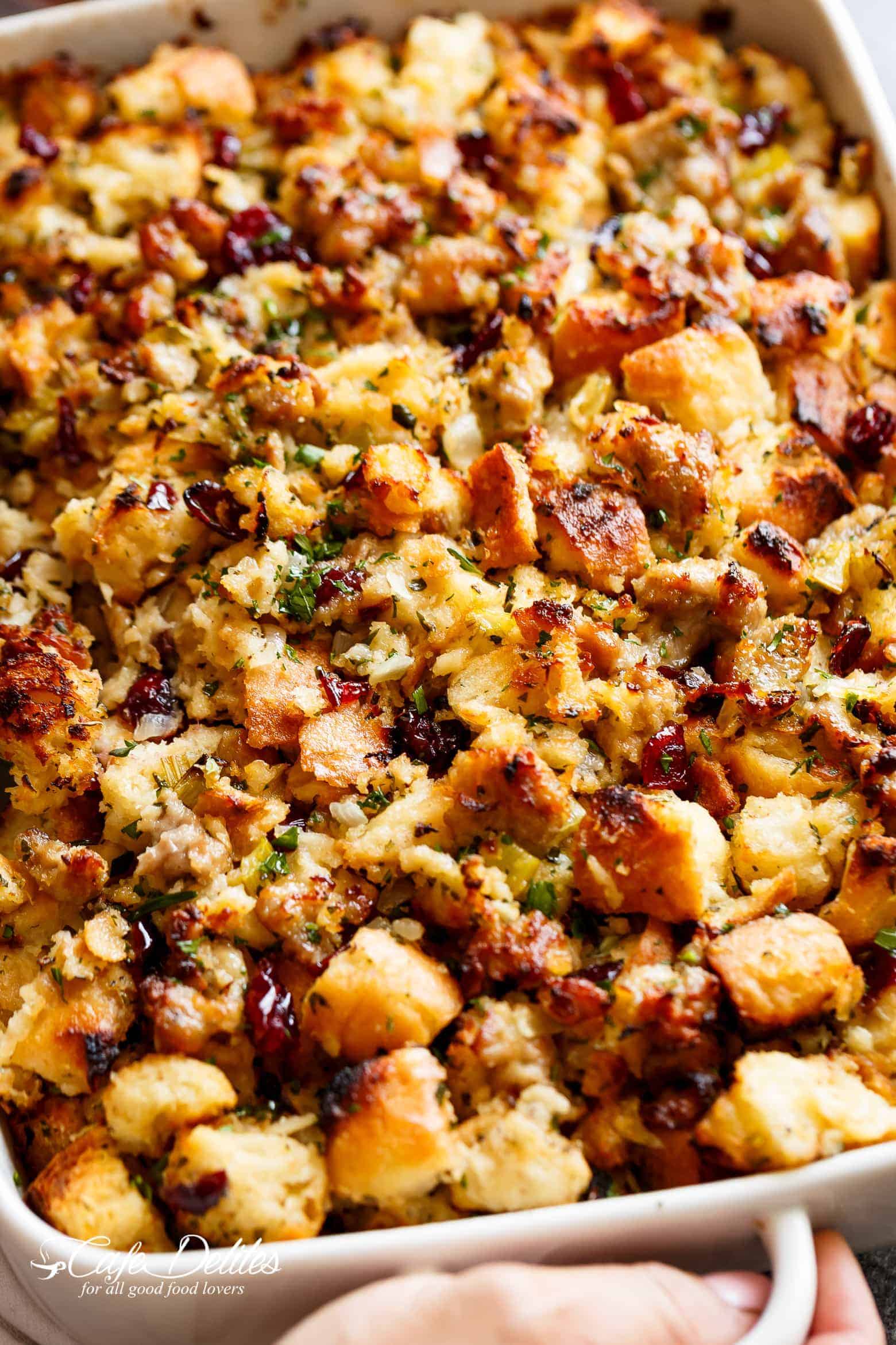 Sausage & Herb Stuffing Recipe - Cafe Delites