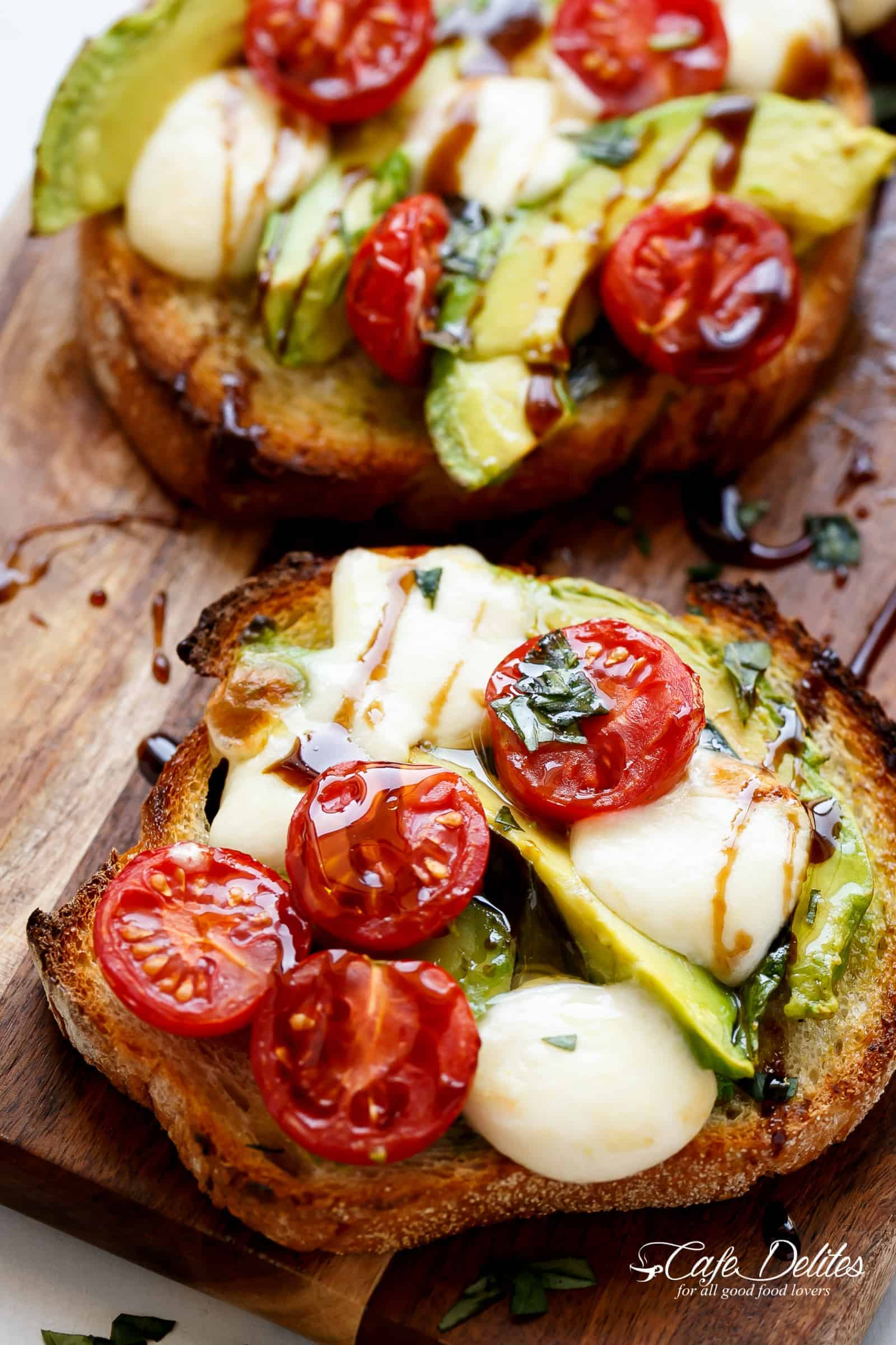 Grilled Avocado Caprese Crostini