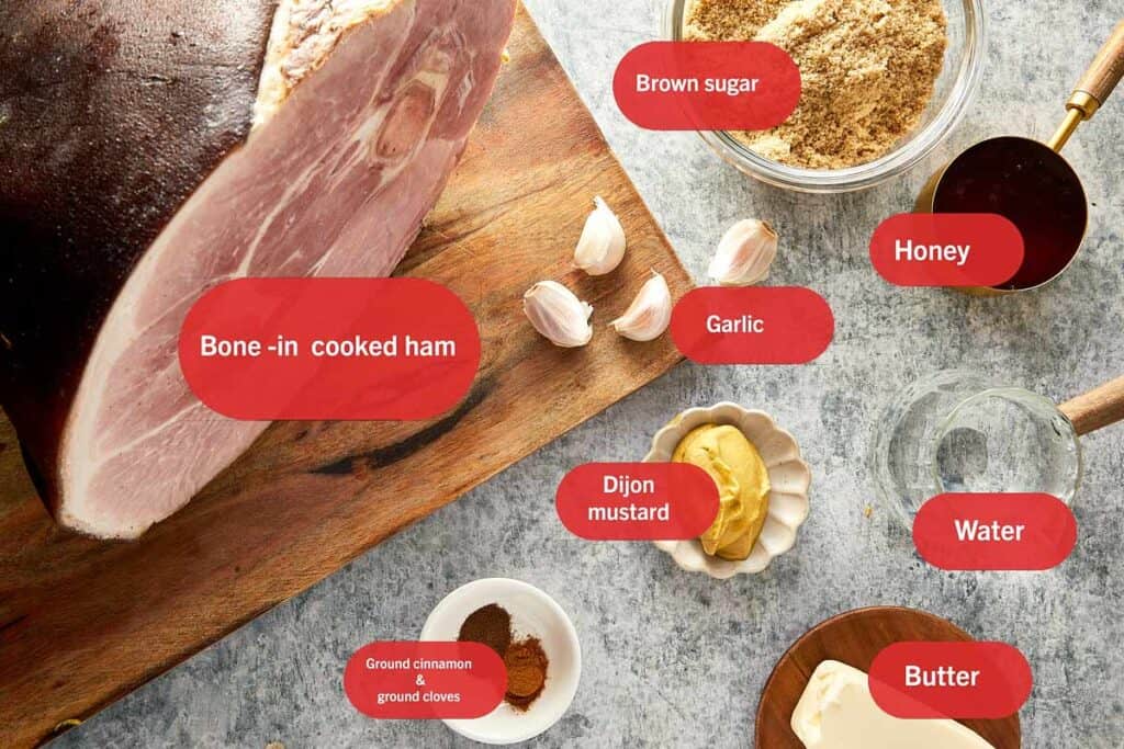 the ingredients needed to make honey glazed ham - 2
