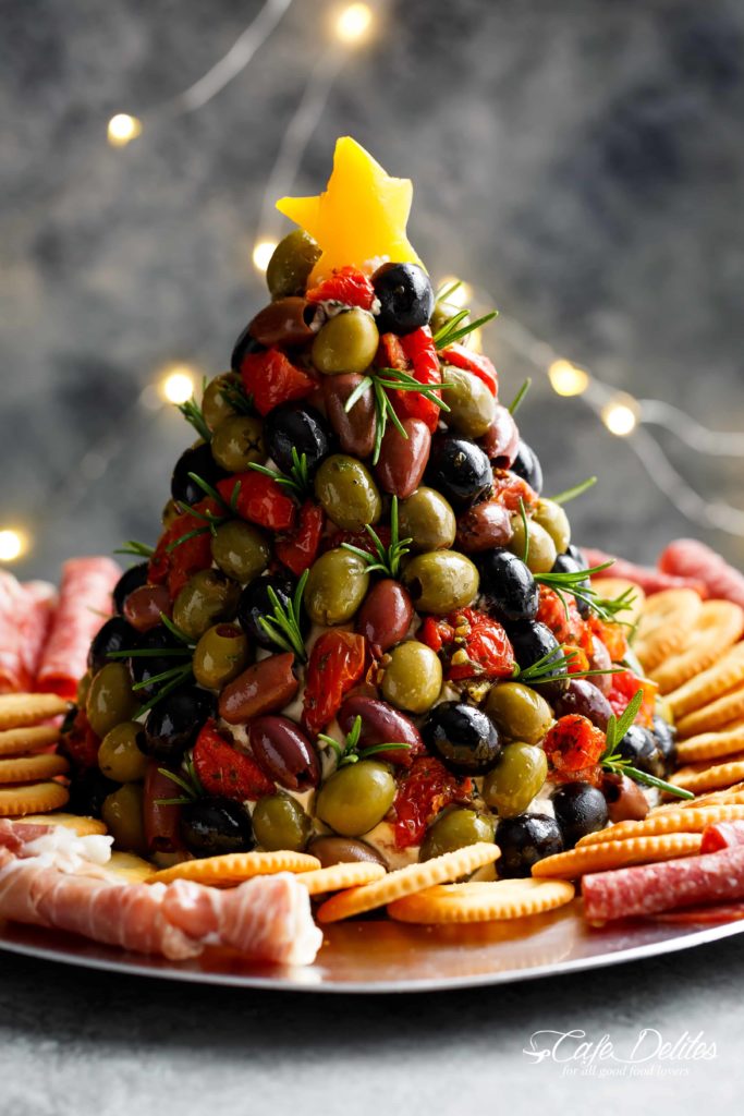 Antipasto Cheese Ball Christmas Tree - Cafe Delites