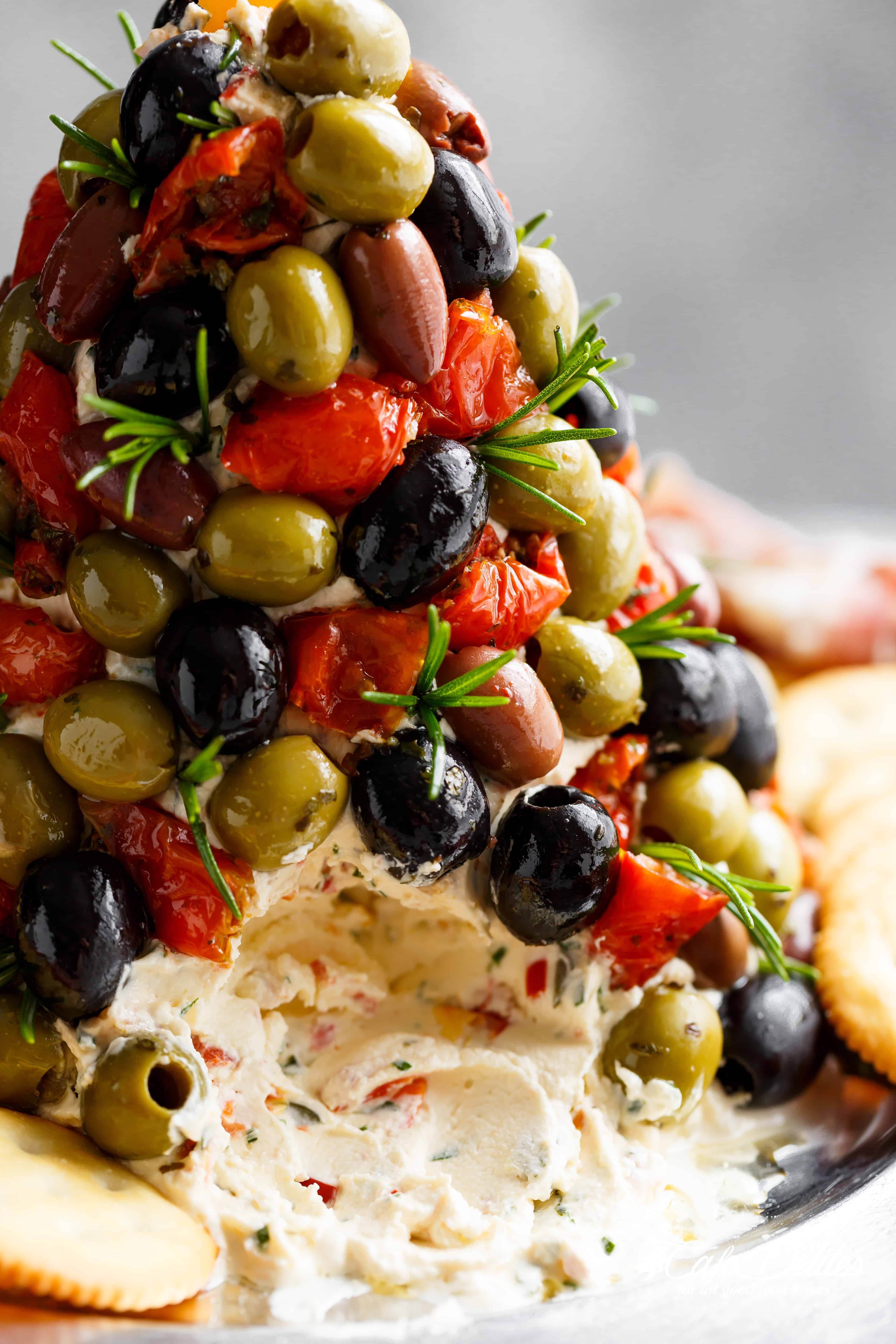 Antipasto Cheese Ball Christmas Tree | cafedelites.com