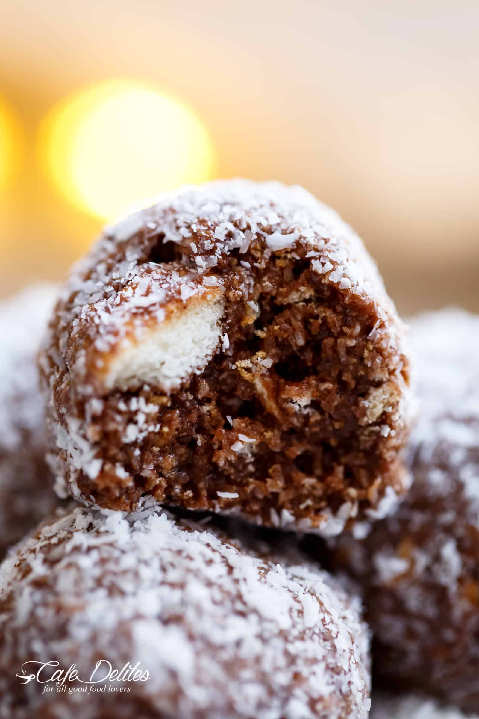 Easy Chocolate Coconut Balls are the easiest 4-Ingredient Christmas treat! | cafedelites.com