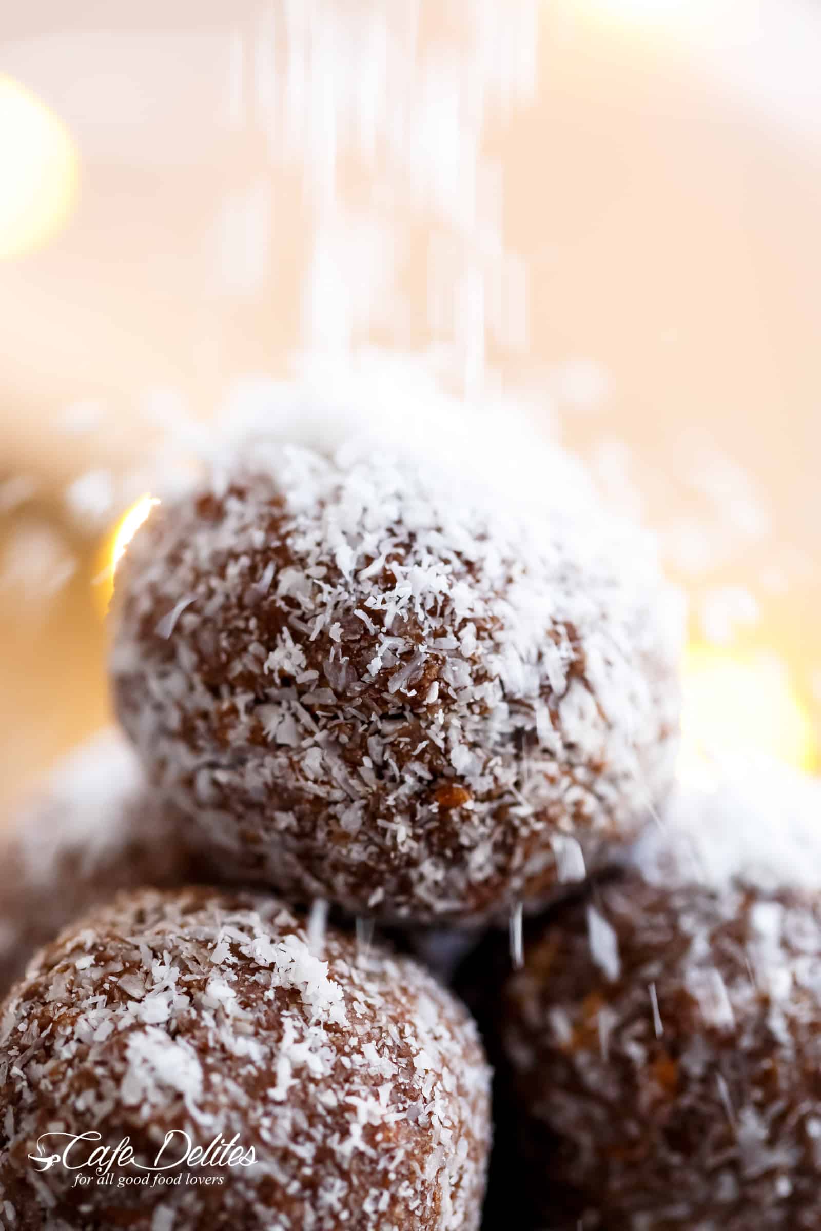 Easy Chocolate Coconut Balls are easy without melting any chocolate! | cafedelites.com