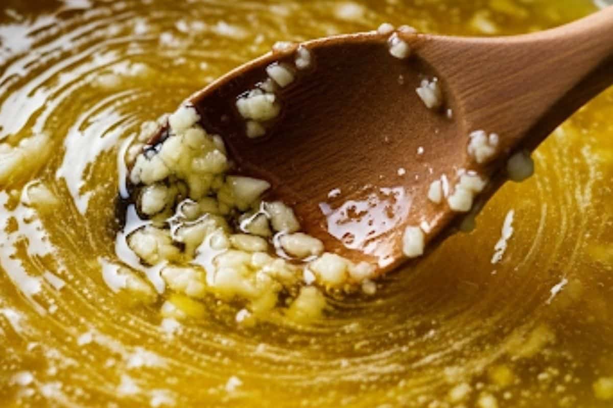 Melt the unsalted butter and combine with the minced garlic in a small bowl. 