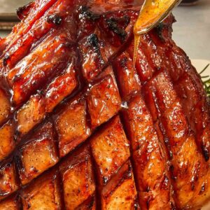 close-up baked Maple Glazed Ham