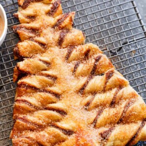 Nutella Churro Christmas Tree Puff Pastry on grill