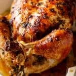 Garlic Herb Butter Roast Chicken | https://cafedelites.com
