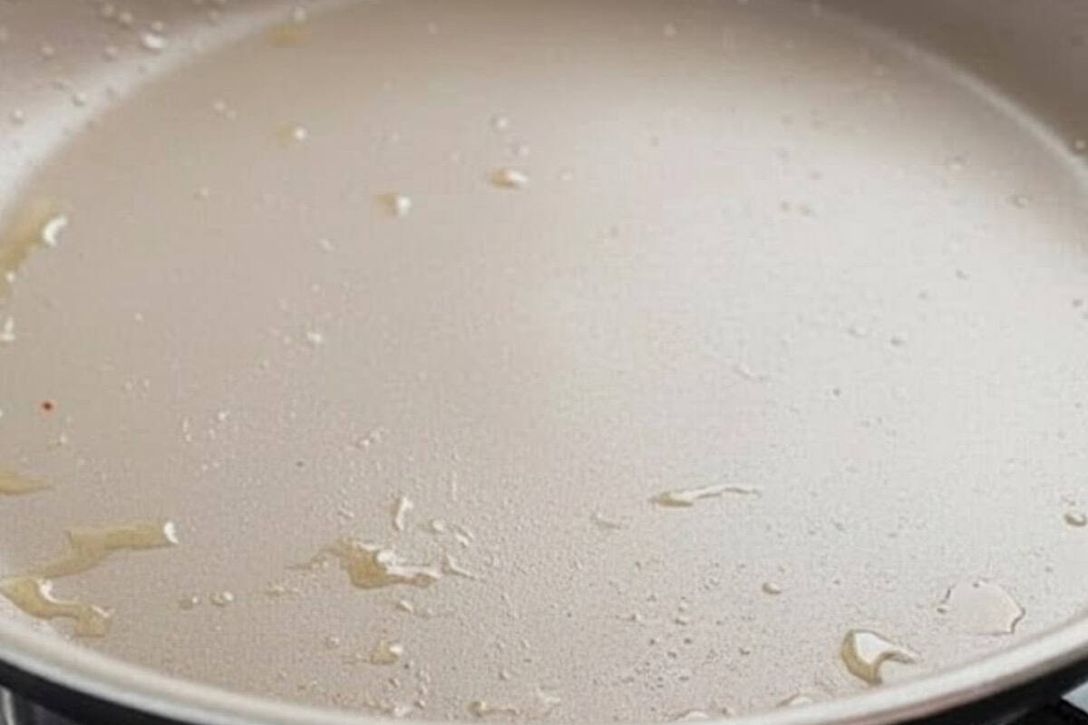 Warm a large nonstick skillet over low to medium heat so the bread cooks through without browning too quickly.