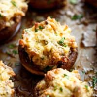 Sausage Cream Cheese Dip Stuffed Mushrooms | cafedelites.com