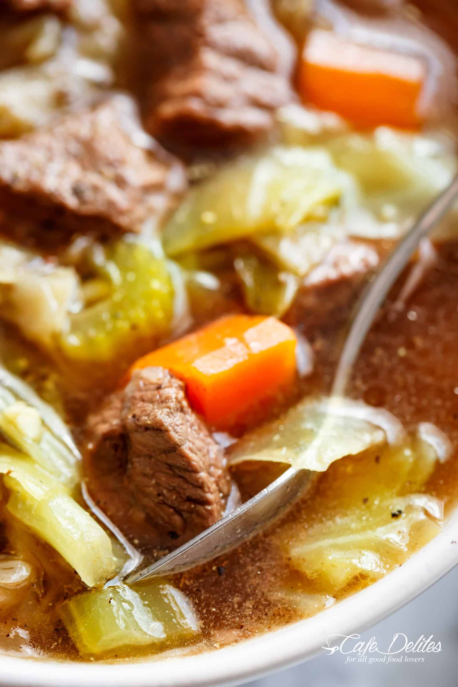 Beef Cabbage Soup is diet approved and so super filling you won't believe how good this is! | cafedelites.com