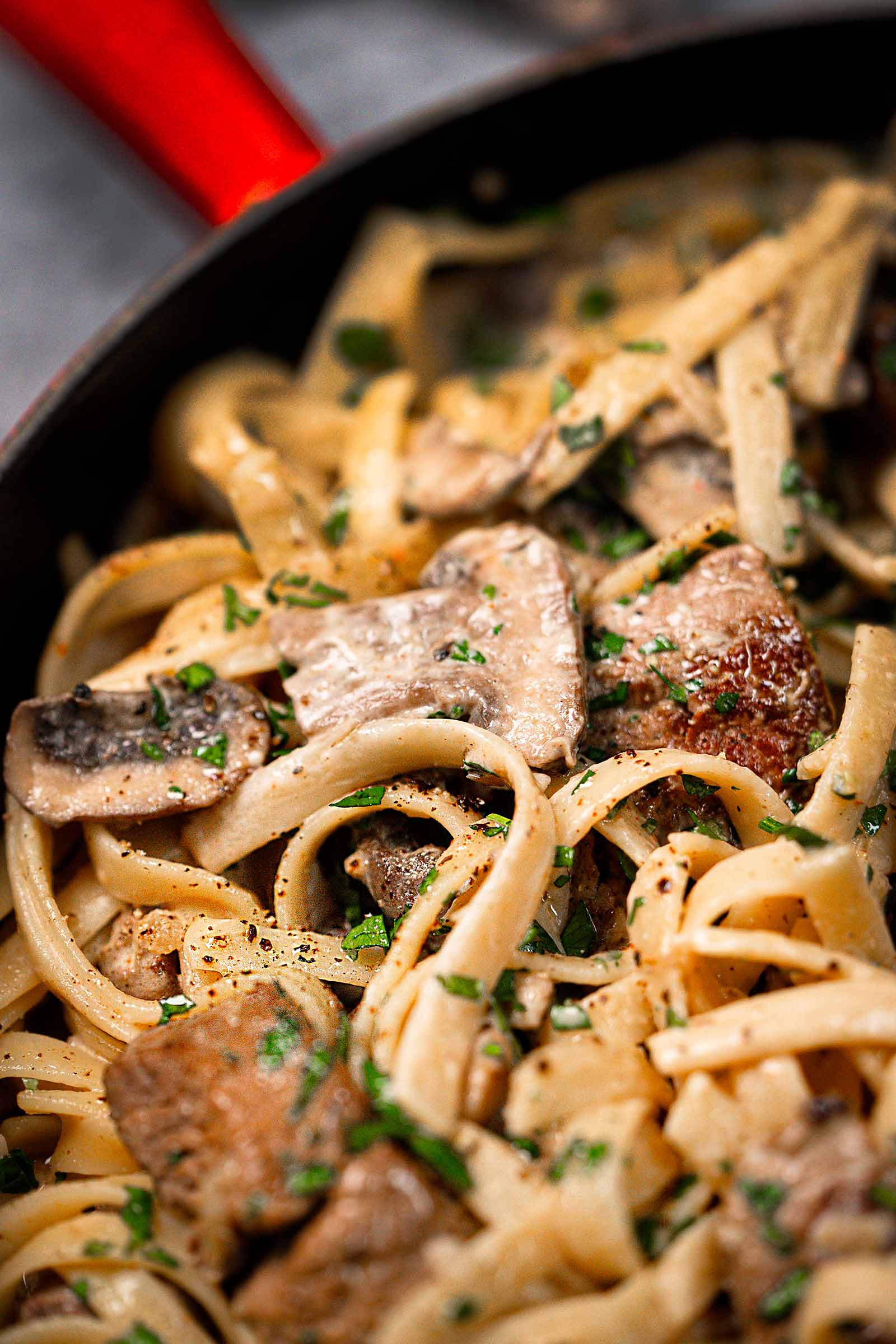 Creamy Beef and Mushroom Stroganoff in a bowl