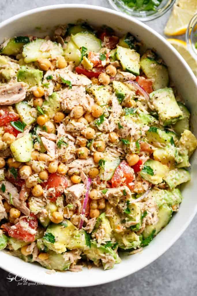 Avocado Chickpea Tuna Salad Recipe - Cafe Delites