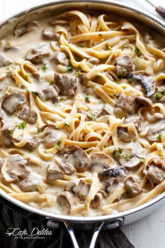 Creamy Beef and Mushroom Stroganoff - Cafe Delites