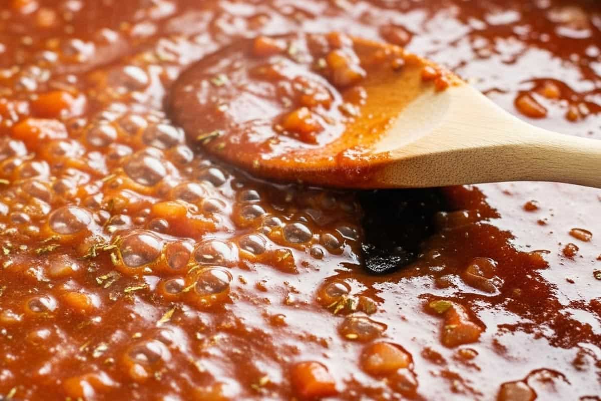 Letting the sauce to simmer.