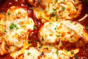 Close-up shot of Mozzarella Chicken.