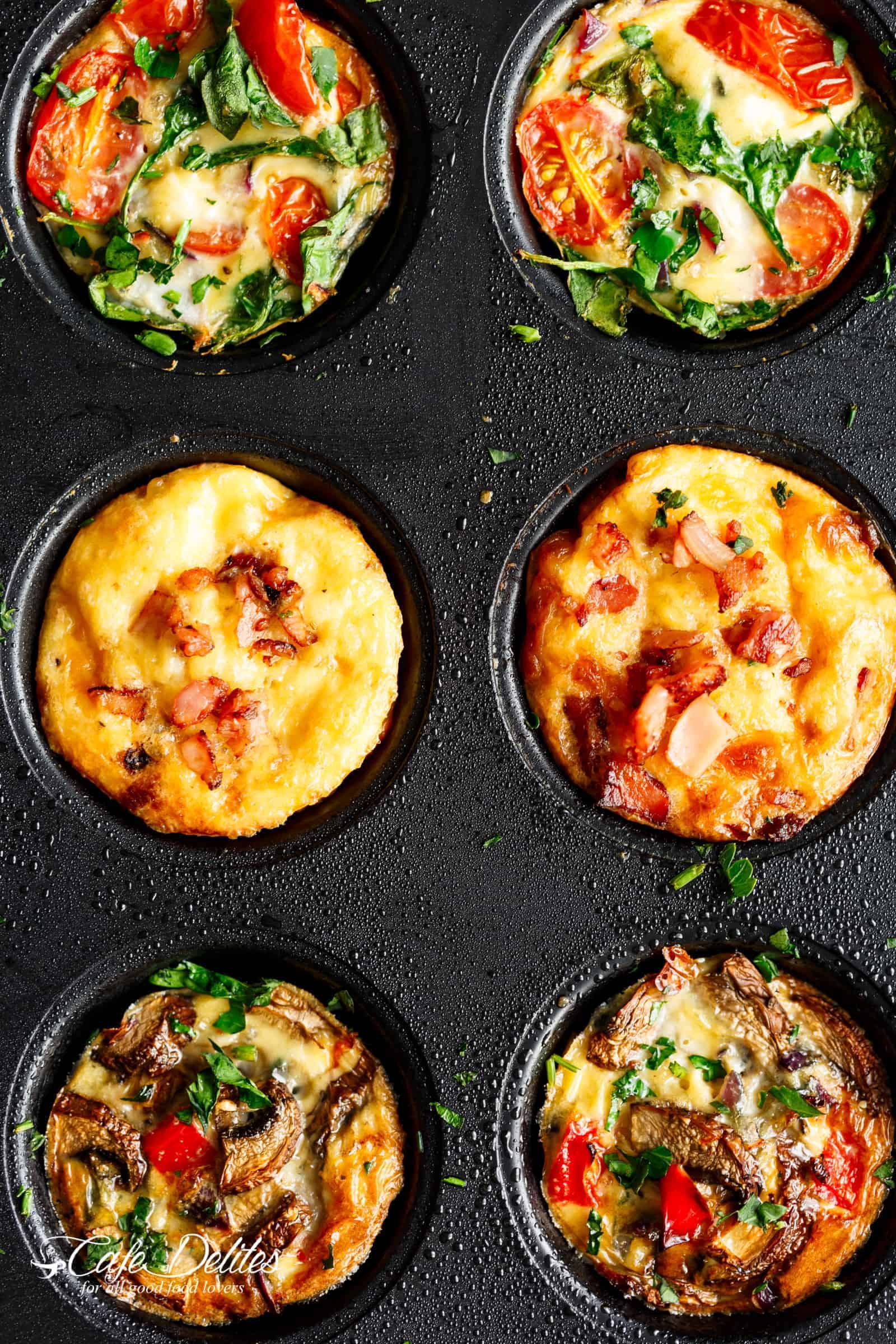 Breakfast Egg Muffins 3 Ways | cafedelites.com